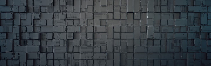 muro di mattoni grigi, trama, arte digitale, modello, grafica, compendio, CGI, Sfondo HD