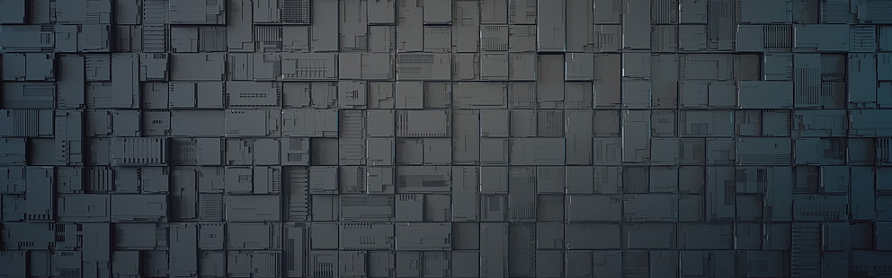 gray brick wall, texture, digital art, pattern, artwork, abstract, CGI, HD wallpaper HD wallpaper
