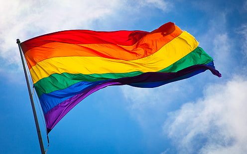 gökkuşağı bayrağı, eşcinsel, gurur, bayrak, gökkuşağı, renkli, gökyüzü, bulutlar, rüzgarlı, kültür, LGBTİ, HD masaüstü duvar kağıdı HD wallpaper