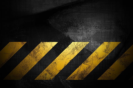 yellow traffic striped signage, lines, stripes, background, HD wallpaper HD wallpaper