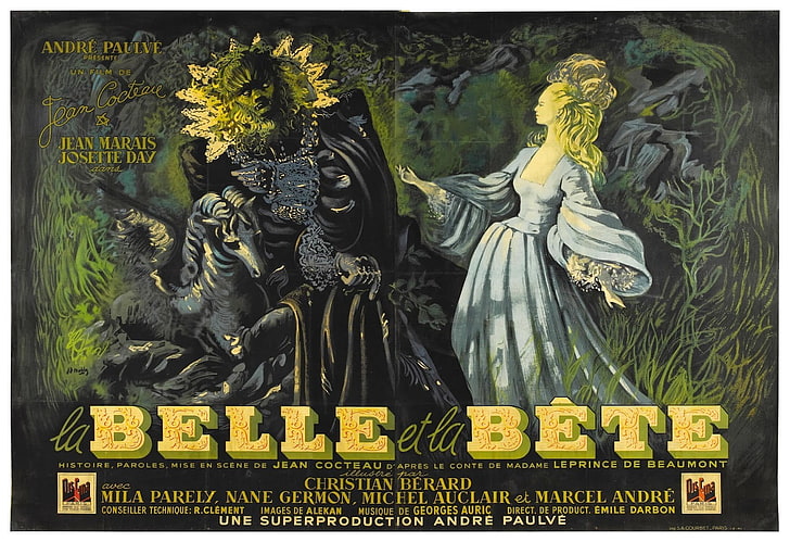 Cartel de La Belle et la Bete, Carteles de cine, La Belle et la Bête, Jean Cocteau, La bella y la bestia, póster de película, Fondo de pantalla HD