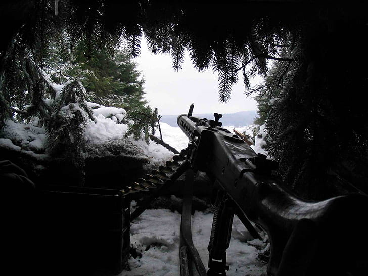 nieve, armas, emboscada, agujas, MG-42, Fondo de pantalla HD