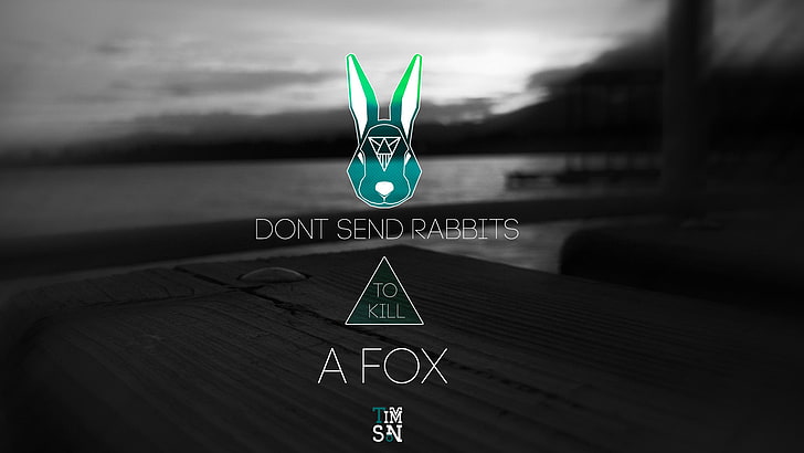 Logo Fox, kutipan, gelap, monokrom, Wallpaper HD