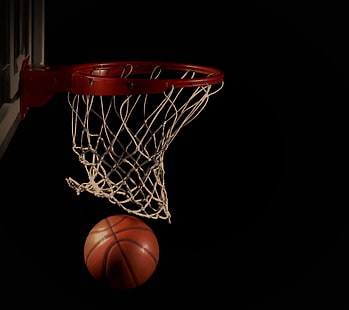 баскетбол, обруч, темный, шар, черный, HD обои HD wallpaper