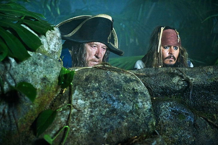 Pirates Of The Caribbean, Pirates of the Caribbean: On Stranger Tides, Geoffrey Rush, Hector Barbossa, Jack Sparrow, Johnny Depp, HD wallpaper