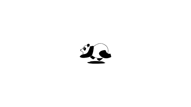 panda illustration, black and white, white, black, Panda, HD wallpaper