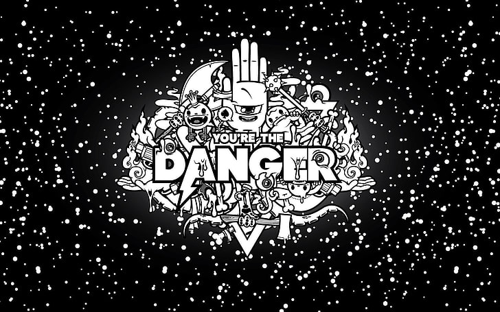 you're the danger doodle art, abstraction, danger, black, stars, sky, HD wallpaper