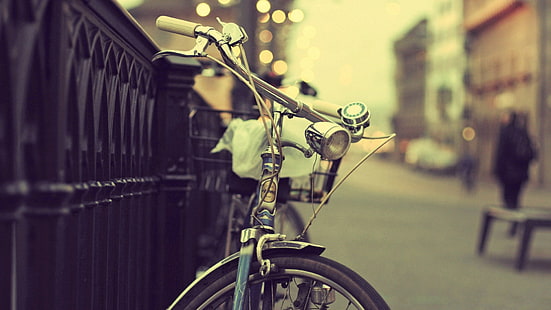 Vintage, vélo, rue, Bokeh, photographie, vintage, vélo, rue, Bokeh, Fond d'écran HD HD wallpaper