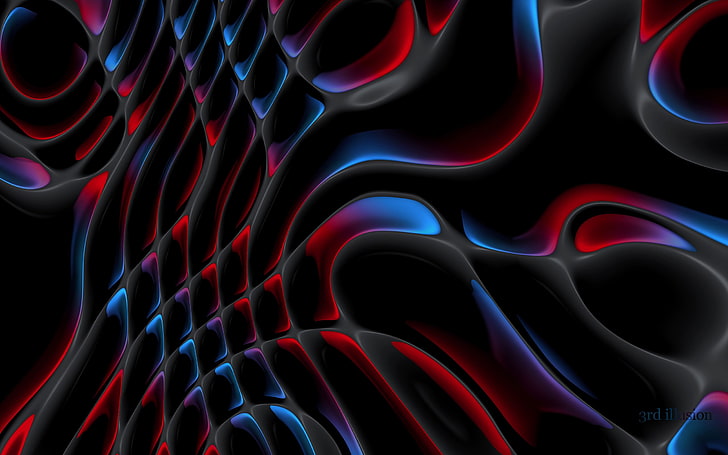 blue, red, and yellow LED light, abstract, HD wallpaper