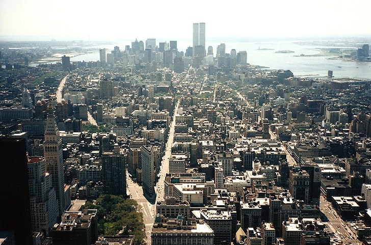 immeubles de béton blanc, paysage urbain, gratte-ciel, New York, World Trade Centers, Fond d'écran HD