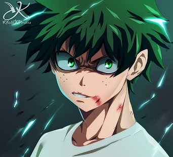  Anime, My Hero Academia, Boy, Green Eyes, Green Hair, Izuku Midoriya, HD wallpaper HD wallpaper