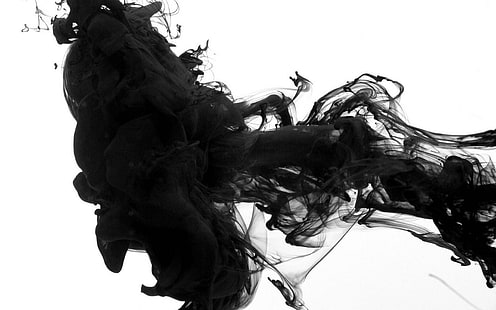 Black, Smoke, White Background, Abstract, black smoke 3d photo, black, smoke, white background, HD wallpaper HD wallpaper