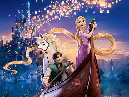 Carta da parati aggrovigliata Disney Rapunzel, cartoni animati, cavallo, Sfondo HD HD wallpaper