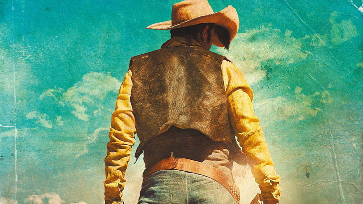 cowboy portrait, Lucky Luke, Jean Dujardin, cowboys, comics, HD wallpaper