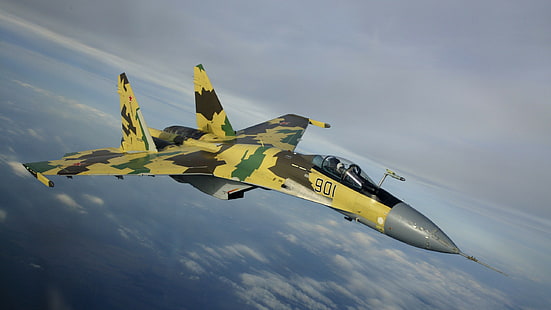 militer, pesawat militer, jet tempur, Sukhoi Su-35, Sukhoi, Angkatan Udara Rusia, Wallpaper HD HD wallpaper