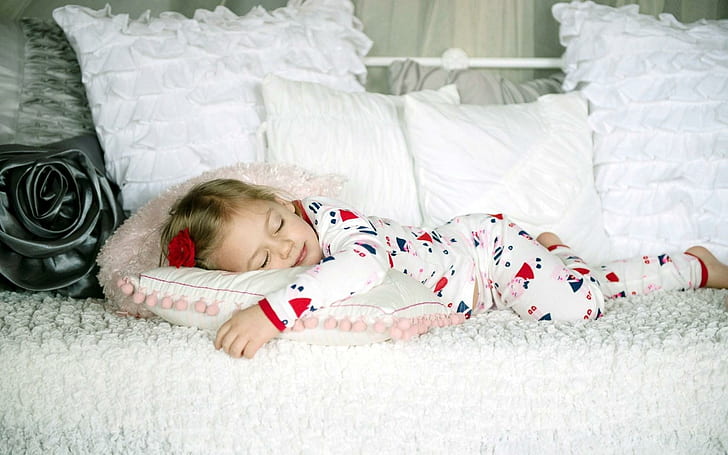 Mood Child Kid Little Girl Sleeping Rest Tempat tidur, suasana hati, anak, sedikit, gadis, tidur, istirahat, Wallpaper HD
