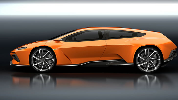 orange luxury car, GT Zero, Geneva Auto Show 2016, Shuting break, electric cars, orange, HD wallpaper