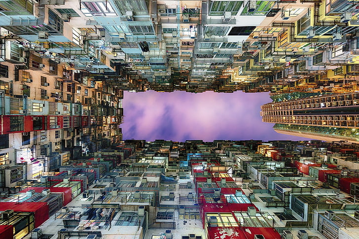 high rise building, Hong Kong, city, lights, HD wallpaper