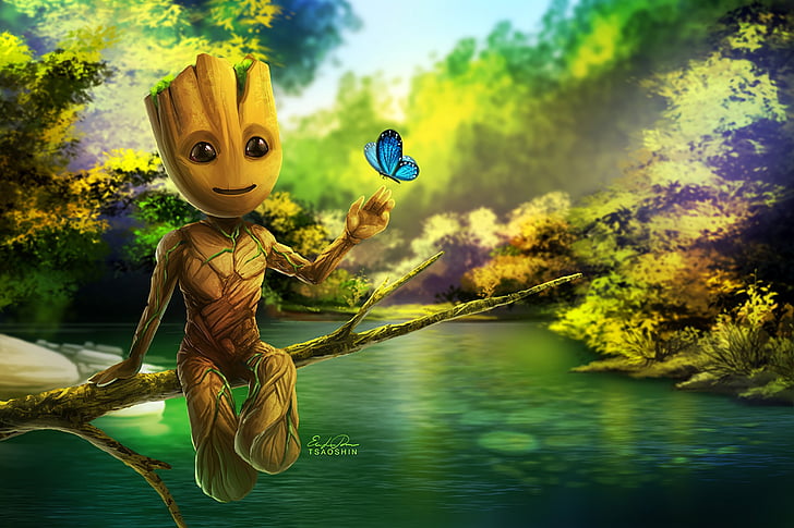 Baby Groot, Artwork, Guardians of the Galaxy Vol 2, Tapety HD