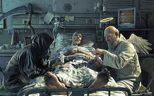 นางฟ้า, อะนิเมะ, ความตาย, การพนัน, โรงพยาบาล, สมจริง, วอลล์เปเปอร์ HD HD wallpaper