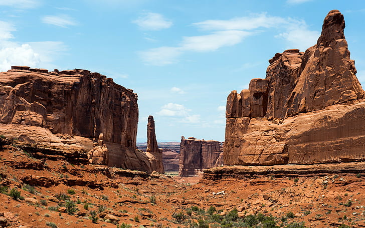 Taman Nasional Arches, Utah, AS, gunung, batu, matahari, sinar, Taman Nasional Arches, Utah, AS, Wallpaper HD