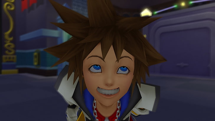boy with necklace character graphic, Sora (Kingdom Hearts), screen shot, Kingdom Hearts, humor, HD wallpaper