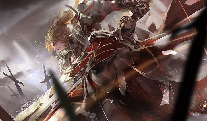 Fate Series, Fate / Apocrypha, аниме момичета, Sabre of Red, Mordred (Fate / Apocrypha), HD тапет