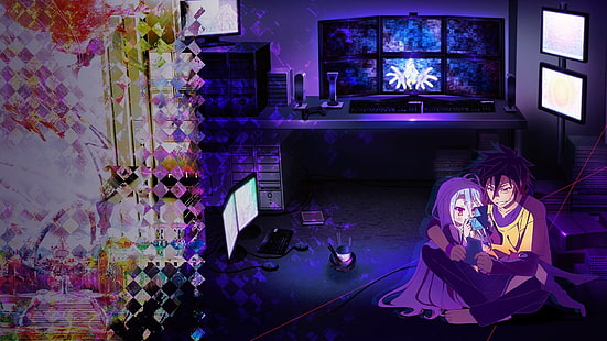 Shiro (No Game No Life), No Game No Life, аниме, Sora (No Game No Life), HD тапет HD wallpaper