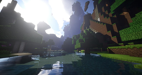 Gameplay di Minecraft, Minecraft, rendering, schermata, lago, Sfondo HD HD wallpaper