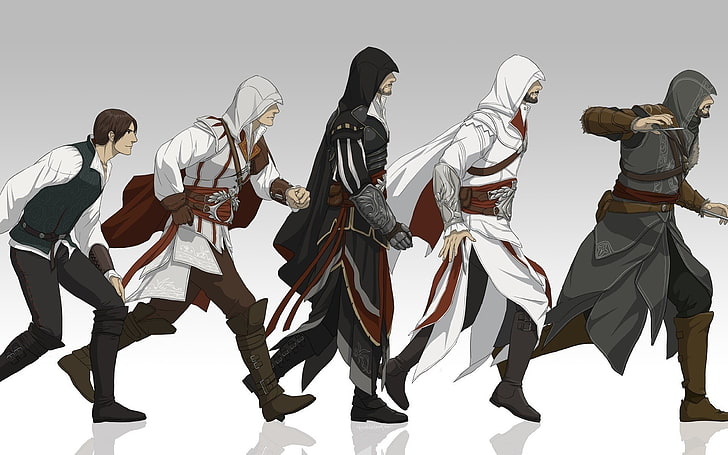 Kolaż postaci z Assassin's Creed, Assassin's Creed, Ezio Auditore da Firenze, gry wideo, Tapety HD