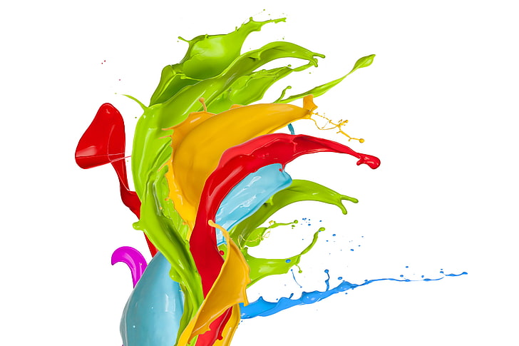 multicolored paint wallpaper, drops, squirt, paint, colors, design, splash, HD wallpaper