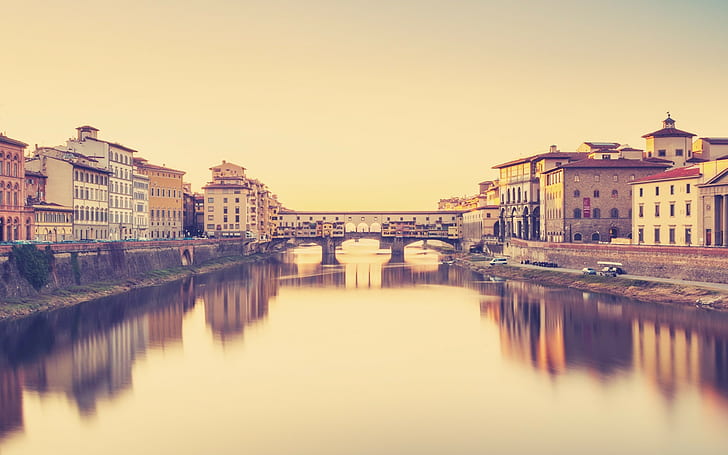 Италия, ponte vo, арно (река), Firenze, HD тапет