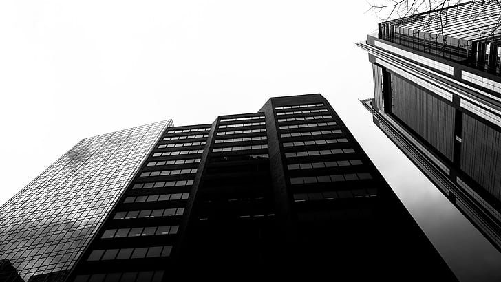 Buildings BW Skyscrapers HD, buildings, bw, architecture, skyscrapers, HD wallpaper