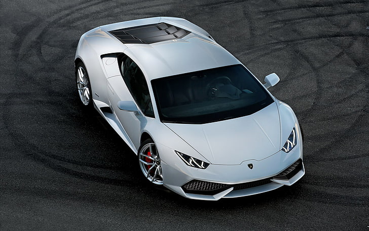 white sports coupe, car, Lamborghini, Lamborghini Huracán LP610-4, white cars, vehicle, HD wallpaper