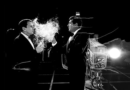 retro, humo, cámara, cigarrillo, Martin, hombres, cantante, TV, Frank Sinatra, Dean Martin, NBC, humo de cigarrillo, Sinatra, Fondo de pantalla HD HD wallpaper