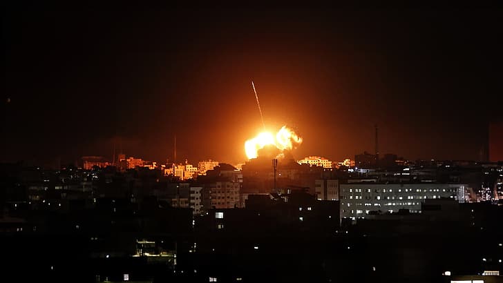 Газа, Палестина, Израел, война, експлозия, HD тапет