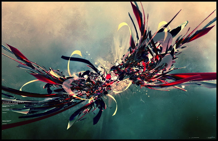 rote und schwarze Blumenmalerei, 3D, abstrakt, HD-Hintergrundbild