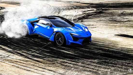 Benoit Fraylon, coche, coches azules, carreras, humo, Fenyr Supersport, vehículo, Fondo de pantalla HD HD wallpaper