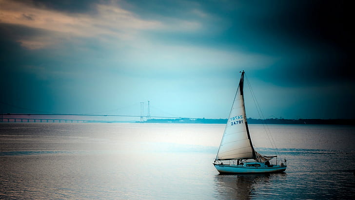 Segelschiff, Boot, Meer, Brücke, HD-Hintergrundbild