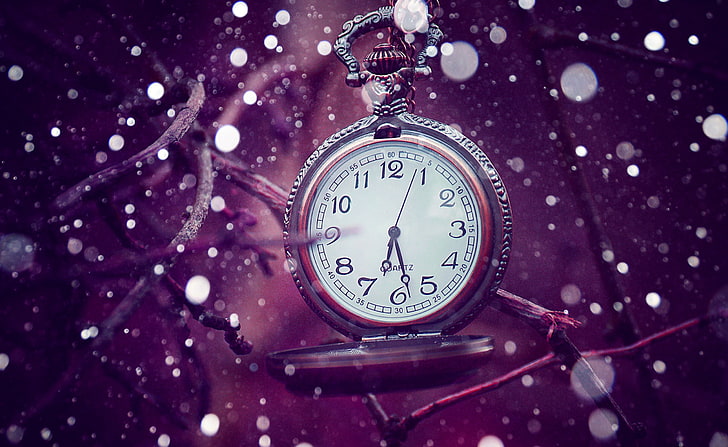 Времето изтича, джобен часовник с бял и златист цвят, Aero, Creative, Time, Running, HD тапет
