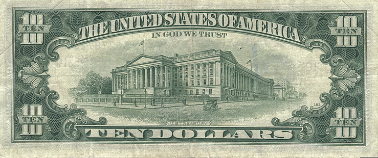 Uang kertas 10 dolar AS, uang, sepuluh, 10 dolar, Wallpaper HD HD wallpaper
