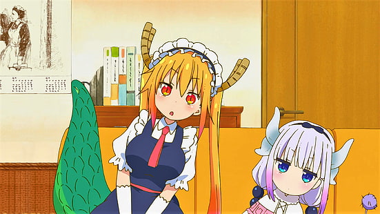 Anime, Miss Kobayashi's Dragon Maid, Kanna Kamui, Tohru (Miss Kobayashi's Dragon Maid), HD tapet HD wallpaper