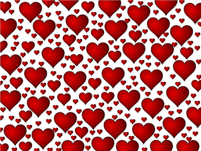 Hearts Of Love, red heart themed wallpaper, love, valentine, valentines day, hearts, white, valentines, 3d and abstract, HD wallpaper HD wallpaper