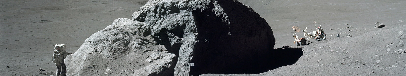 espace, NASA, Terre, Lune, Apollo, Rover, combinaison spatiale, pierre, noir, blanc, Fond d'écran HD HD wallpaper