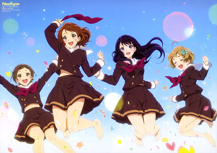 Hibike Euphonium, Kousaka Reina, Katou Hazuki, Oumae Kumiko, Jump, Anime, HD-Hintergrundbild