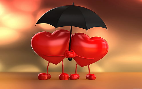 Два сердца Валентина Сердца Любовь Сердца с зонтиком Графика Картинки Обои Hd для мобильных 1920 × 1200, HD обои HD wallpaper