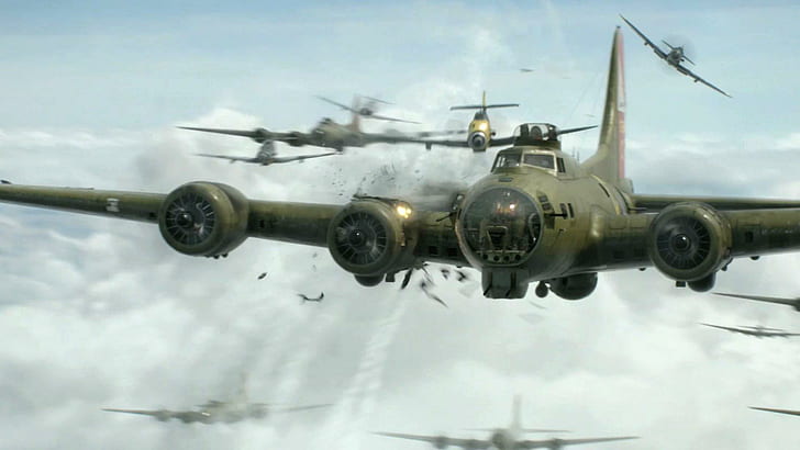 Red Tails B-17s Another Mission, me 109, bomber group, 1920 x 1080, b-17, red tails, aircraft planes, HD wallpaper