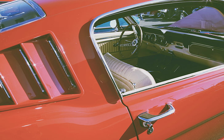 Ford Mustang Fastback, mobil, Ford Mustang merah, Wallpaper HD