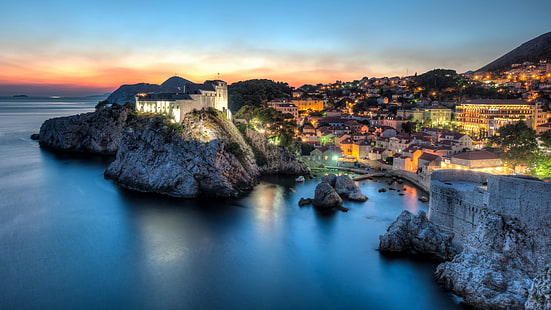paisaje urbano, edificio, mar, Dubrovnik, Fondo de pantalla HD HD wallpaper