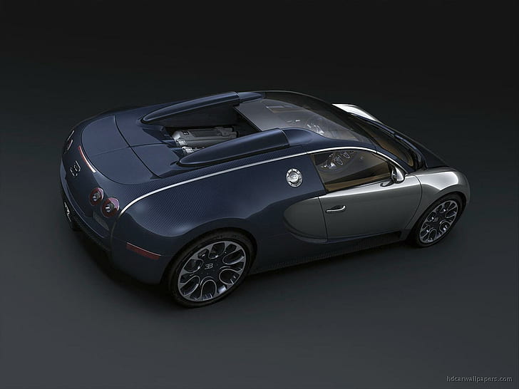 Bugatti Veyron Grand Sport cantou azul, cupê cinza e prata, grande, esporte, bugatti, veyron, azul, cantou, carros, HD papel de parede
